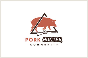 Pig And Rifle For Hunter Logo, a Branding & Logo Template by Atlantis X Nurman Arbai