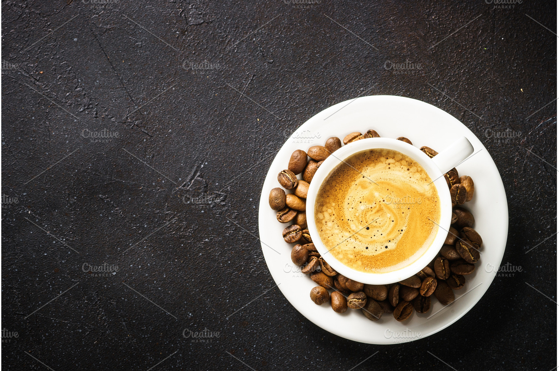 Coffee cup and coffee beans at dark, a Food & Drink Photo by Nadia-nb