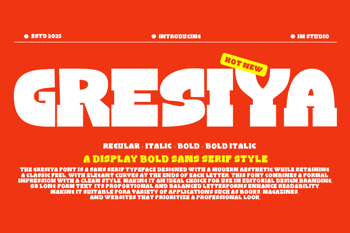 Gresiya ( 4 Style ), a Sans Serif Font by IM Studio (Photo 1 of 9)