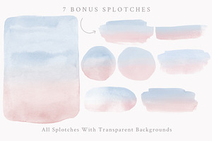 Watercolor Backgrounds - Blush/Blue