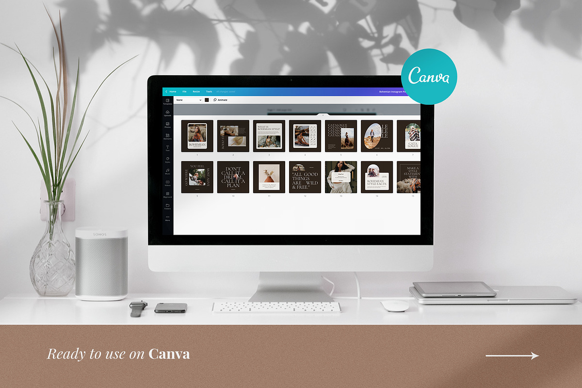 Bohemian Instagram Pack | PS & Canva, a Social Media Template by Visuel Colonie® (Photo 3 of 15)