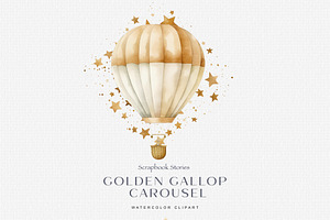 Watercolor Golden Carousel Clipart