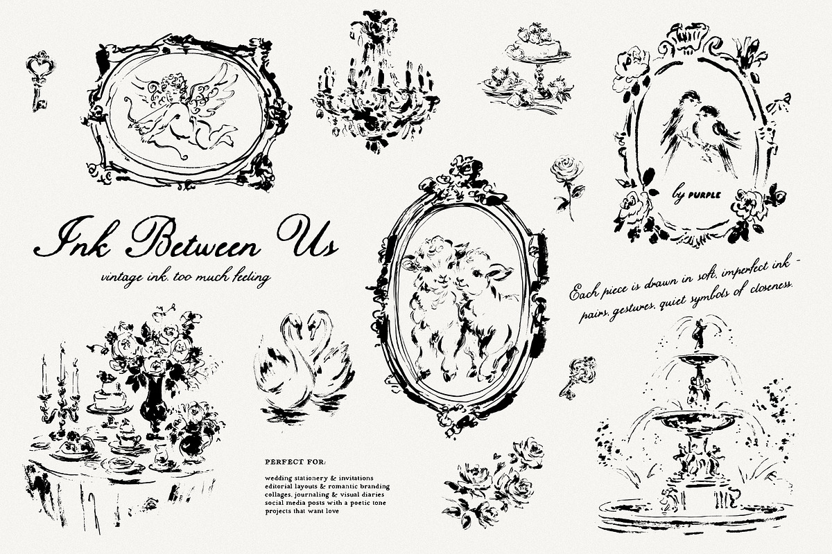 Ink Between Us - Romantic Line Art, a Decorative Illustration by Purple (Photo 1 of 17)
