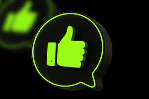 3D Neon Green Thumbs Up Chat Bubble, an Arts & Entertainment Photo by microtasker