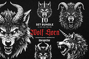 10 Bundle Dark Art Wolf Horn Scary, an Illustration by Morspective (Thumbnail 1 of 7)