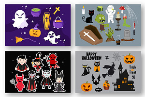 20 Set Halloween Elements Vector