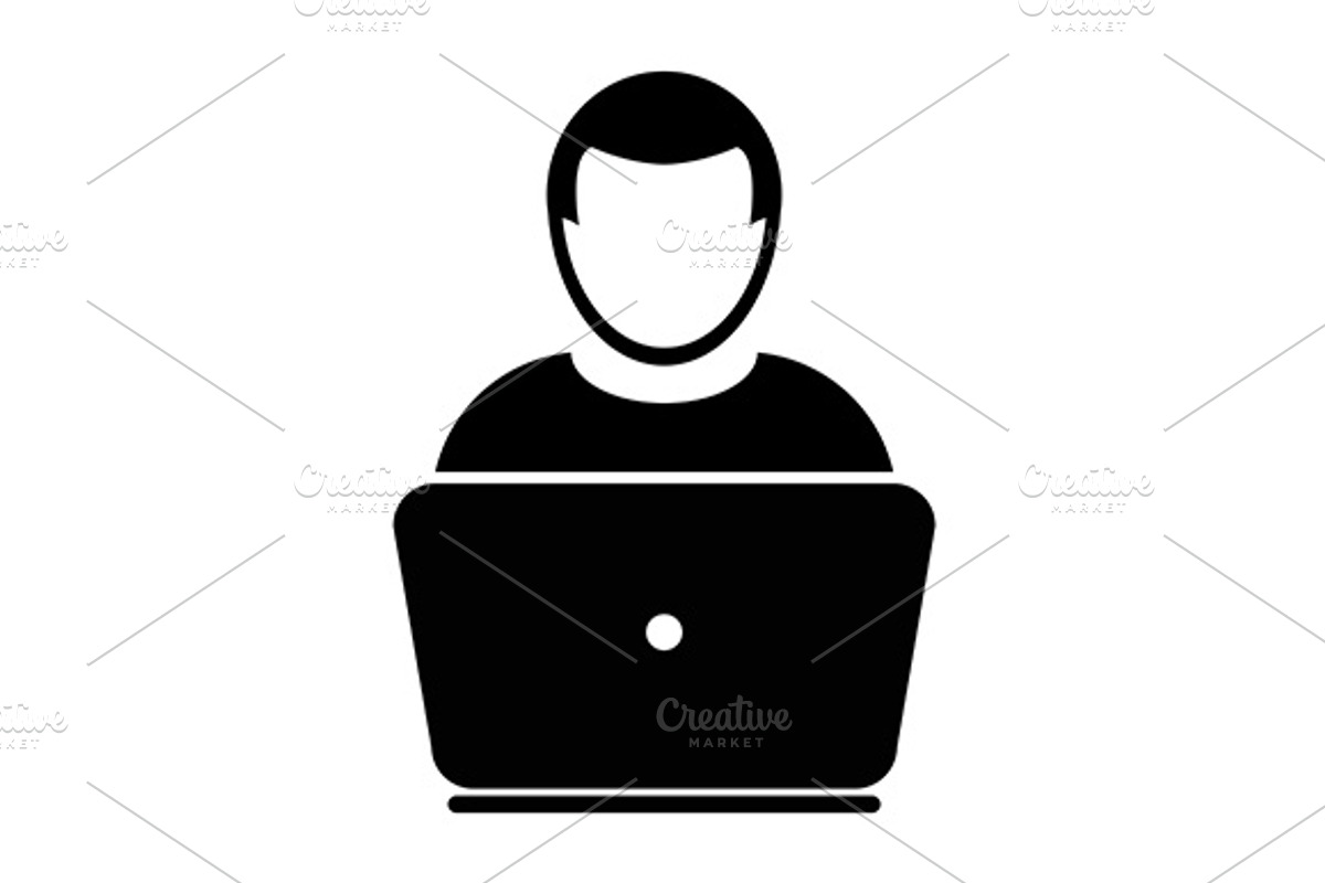 User With Laptop Computer Vector, an Icon by TukTuk Design
