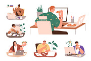 People eat food at table at work set, a Food Illustration by Good Studio (Thumbnail 1 of 7)