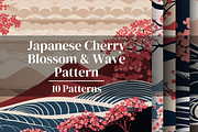 Japanese Cherry Blossom Wave Pattern, a Pattern Graphic by KA7-Designs (Thumbnail 1 of 11)