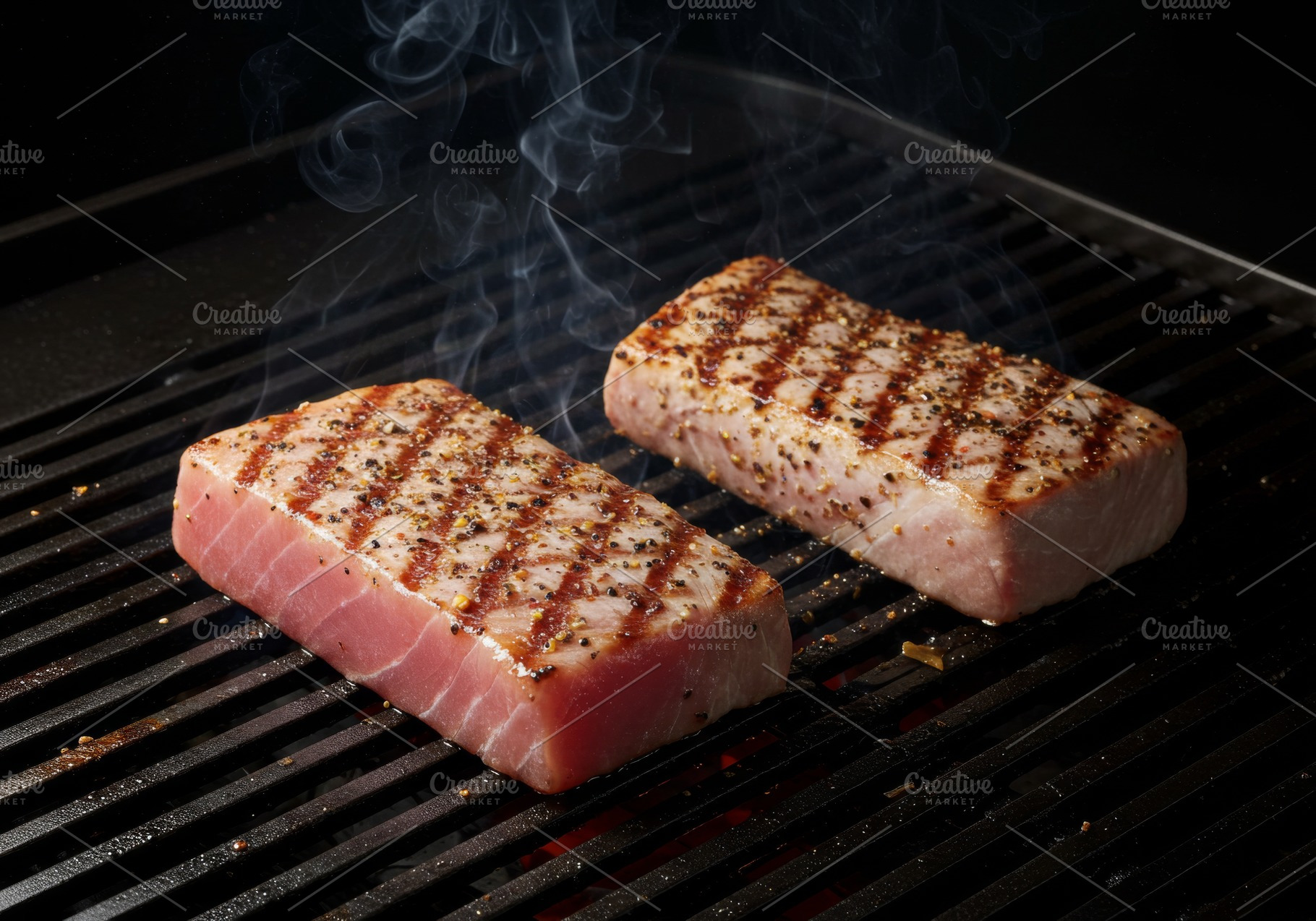 Grilled tuna steaks with char marks, a Food & Drink Photo by professorinc