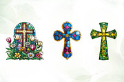 Stained Glass Easter Crosses Clipart, an Illustration by CreationArt (Thumbnail 5 of 5)
