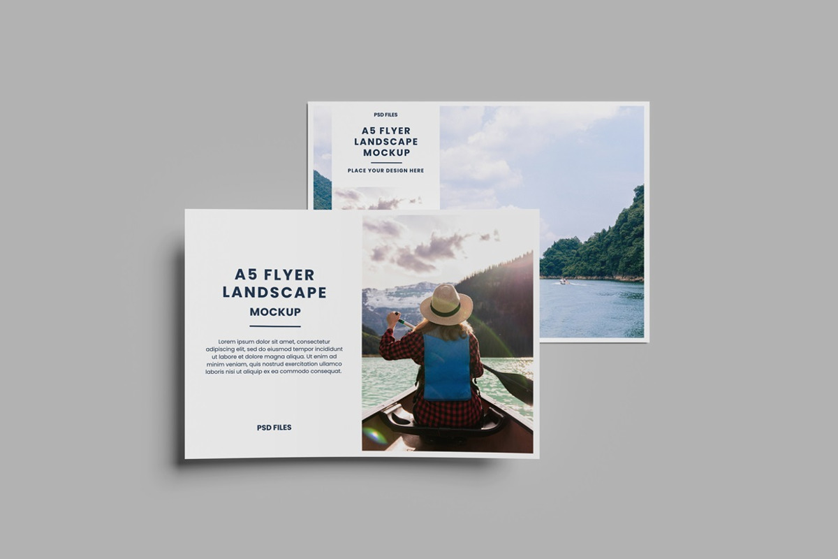 A5 Flyer Landscape Mockup, an Advertising Mockup by AndikaGraphic (Photo 4 of 8)