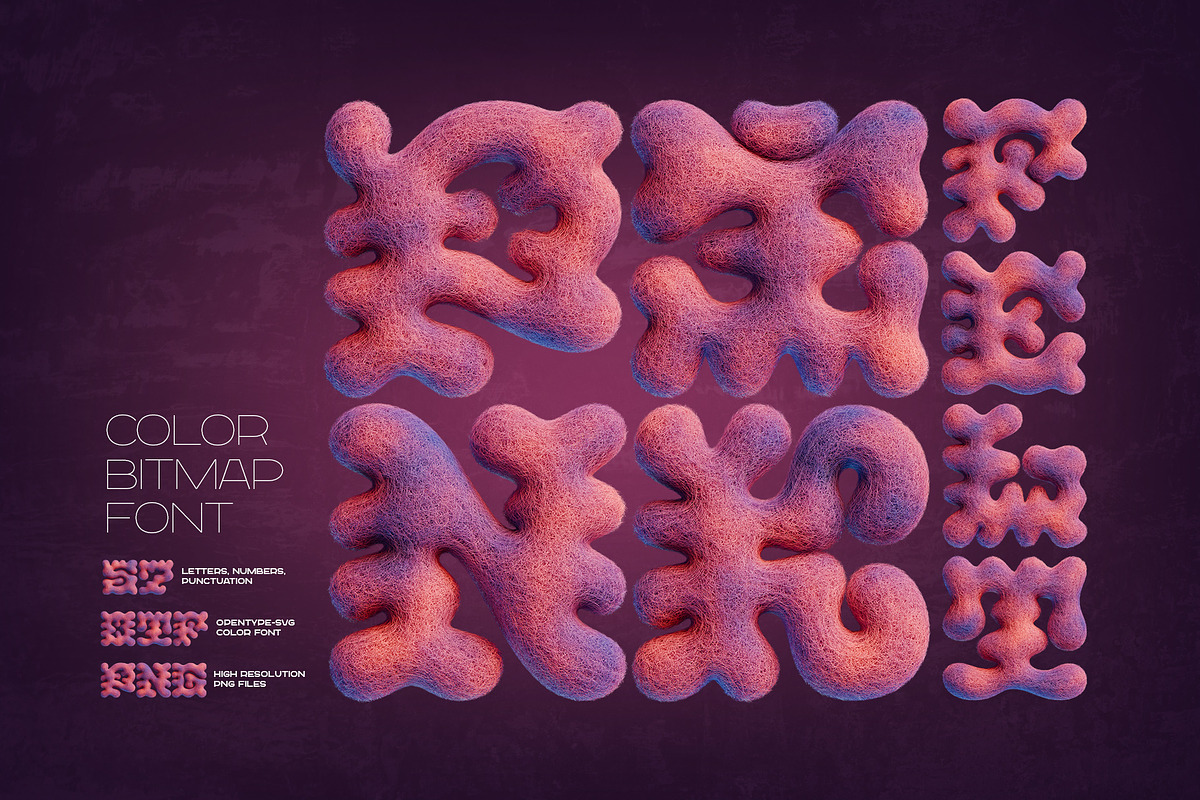 Pink Felt - Color Bitmap Font, a Symbol Font by Gleb Guralnyk (Photo 1 of 5)