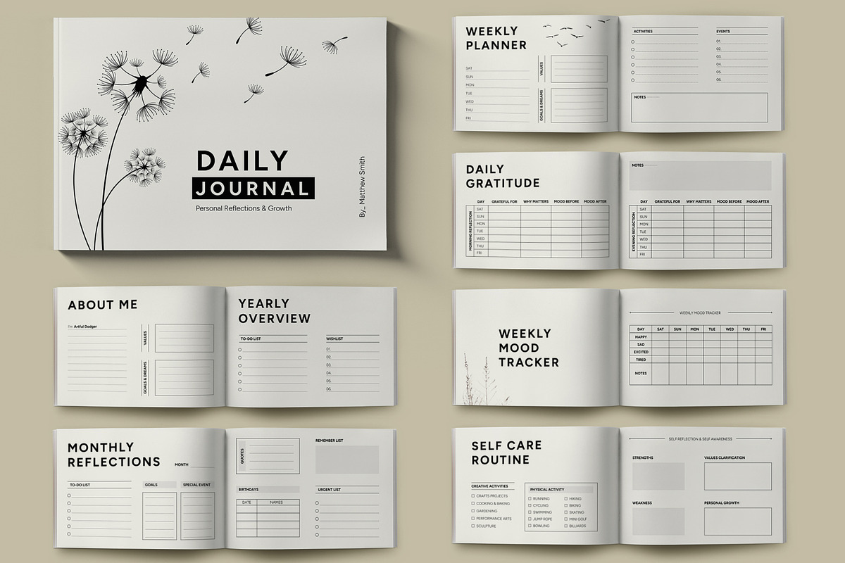Minimal Daily Journal Planner Layout, a Stationery Template by ContestDesign (Photo 1 of 5)