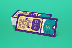 Purple Vintage Mardi Gras Ticket