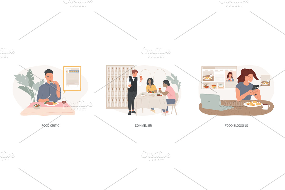 Foodie isolated concept vector, a Food Illustration by Visual Generation