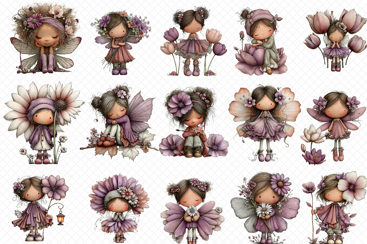 Cute Flower Fairy Clipart, an Illustration by cherrydesign (Photo 3 of 3)