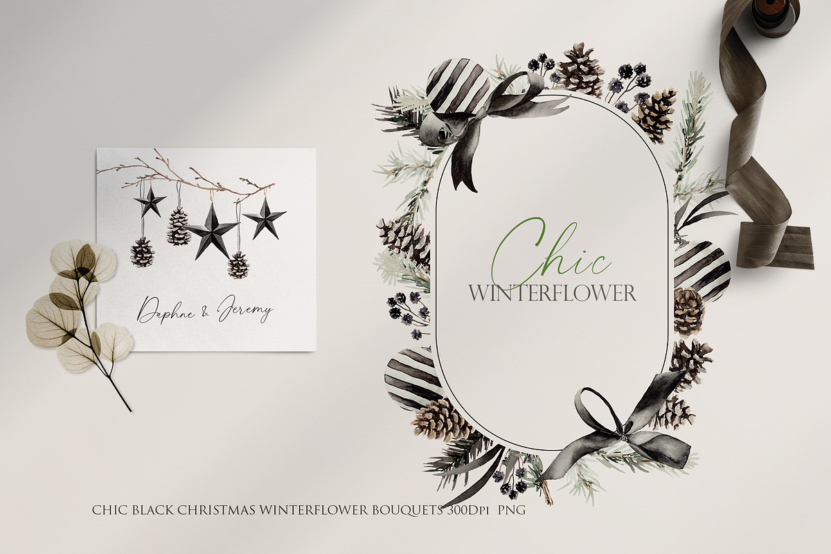 Watercolor clipart - Black Christmas, an Object Illustration by Beigetime (Photo 6 of 9)