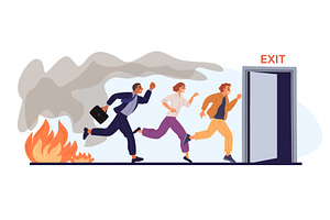 Frightened by fire office workers, a Person Illustration by Vectorbuum