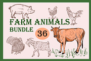 FARM ANIMALS BUNDLE, an Animal Illustration by IPVector (Thumbnail 1 of 9)