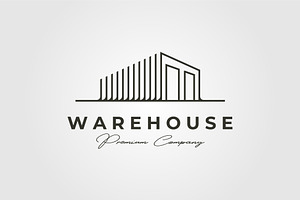 Warehouse Storage Line Art Logo