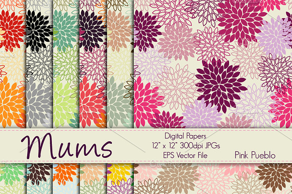 Mums Digital Papers Or Backgrounds