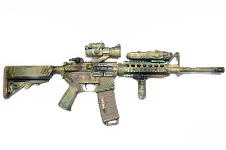 Camo painted carbine isolated