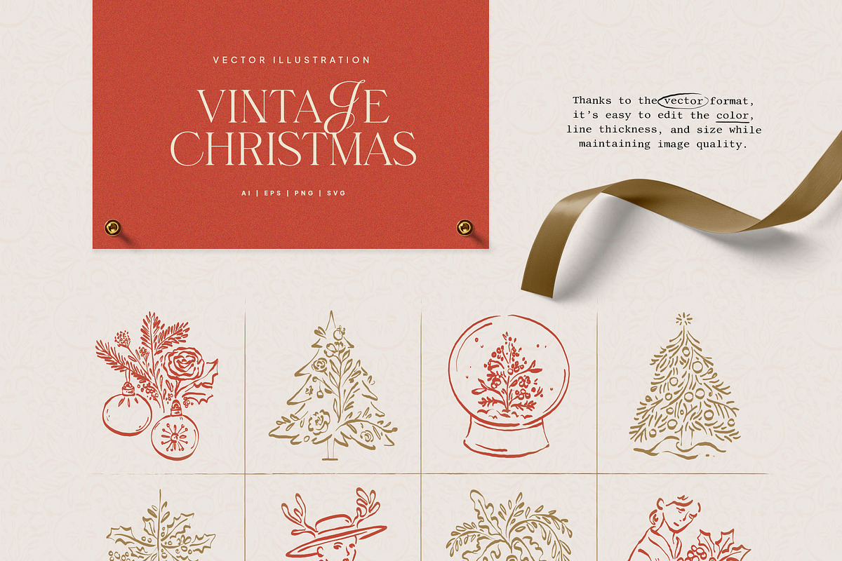 Vintage Christmas | Illustration Kit, a Seasonal Illustration by KetteCreate (Photo 5 of 11)