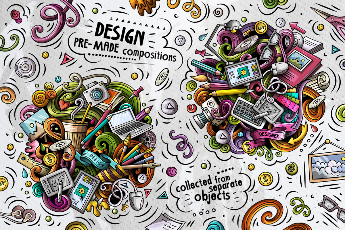 Design & Art Cartoon Doodle Big Pack, a Decorative Illustration by BALABOLKA (Photo 4 of 10)