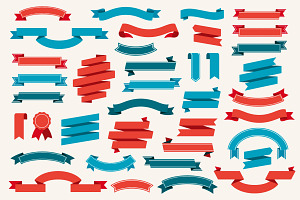 Vector Ribbon Banners Big Set