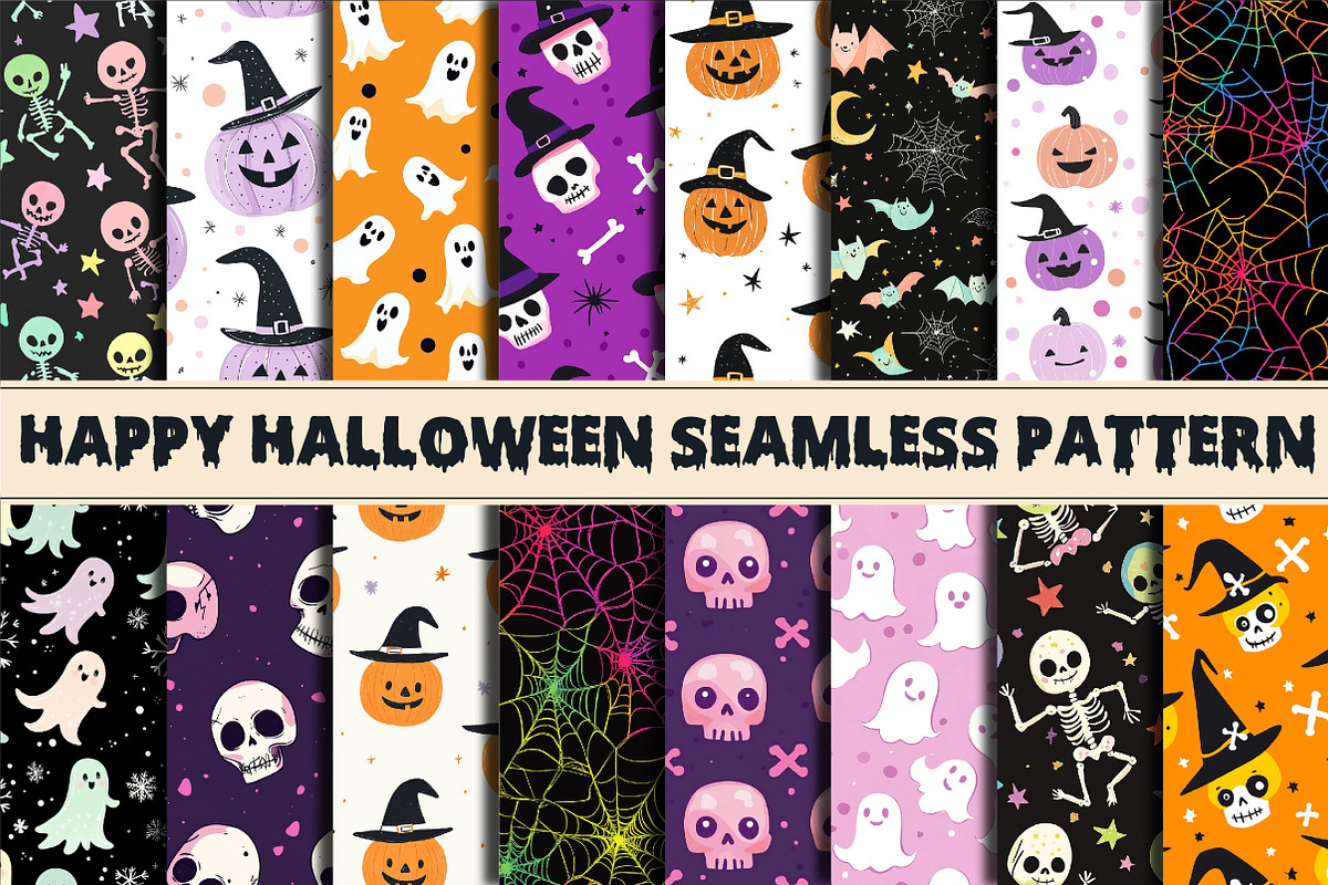 Happy Cute Halloween Seamless Patter, a Pattern Graphic by Libby Wishes (Photo 1 of 4)