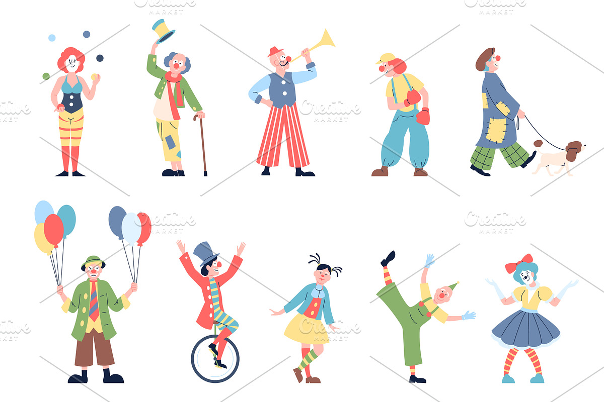 Clowns characters. Isolated flat, a Graphic by LadadikArt
