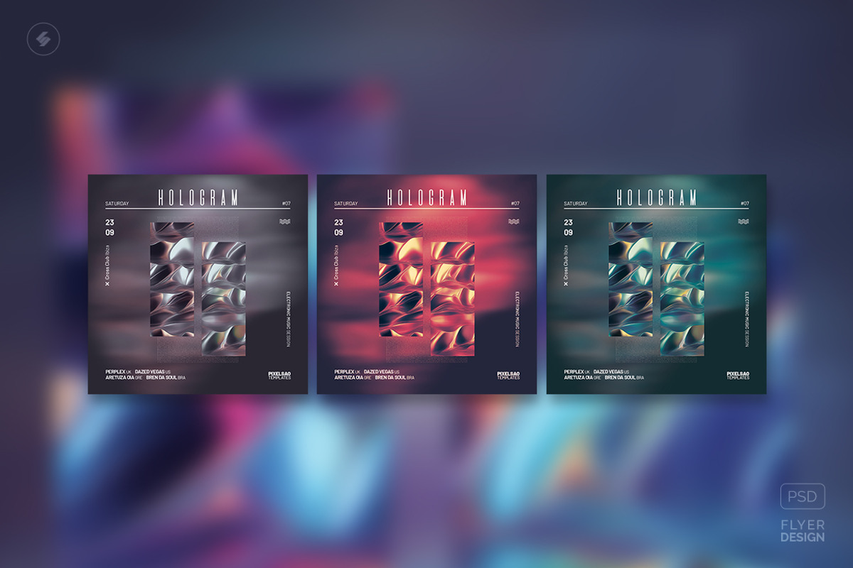 Hologram Party Flyers, Posters Pack, a Poster Template by pixelsao (Photo 23 of 23)