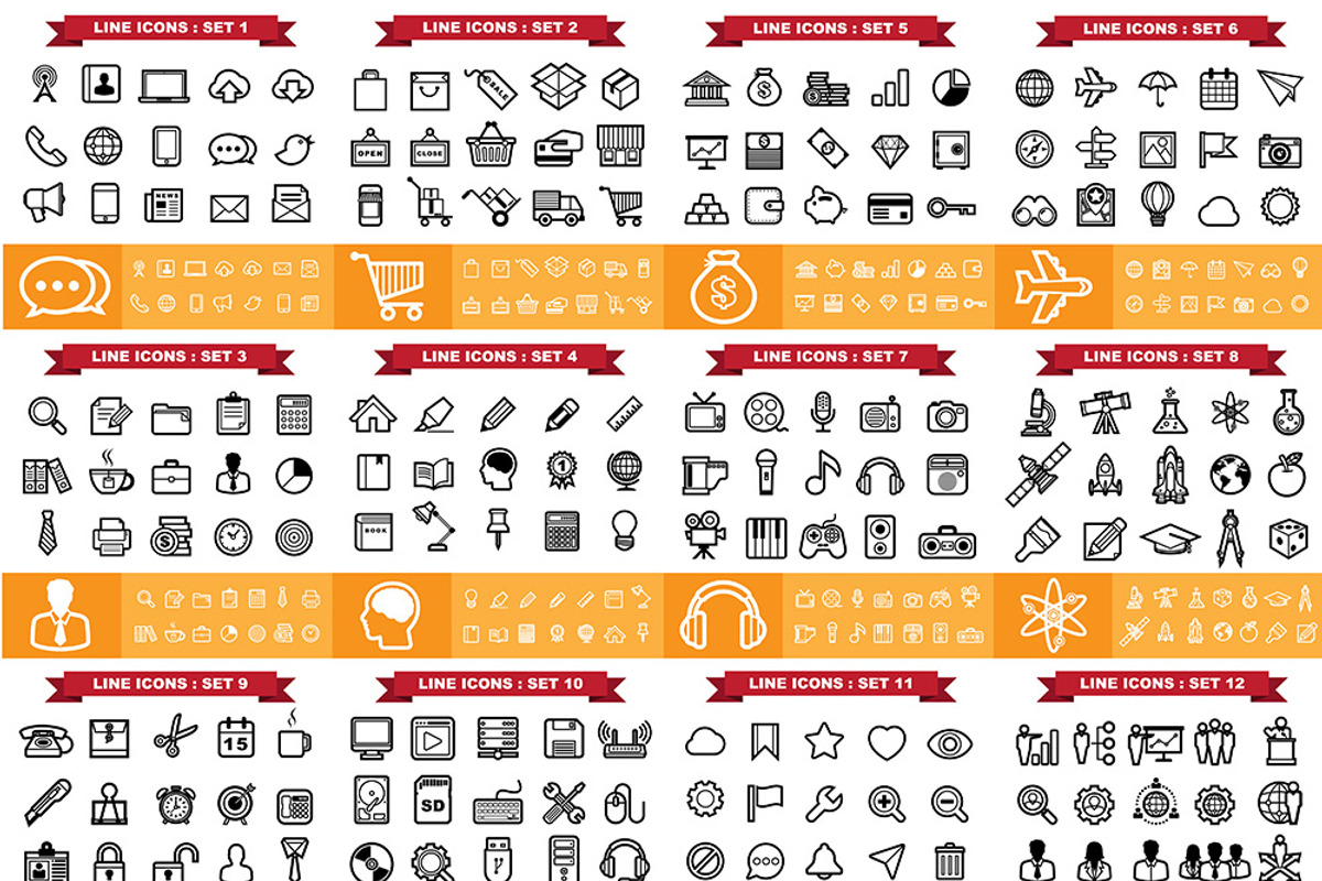 Mega set of 720 icons ( EPS. + PNG.) preview 2