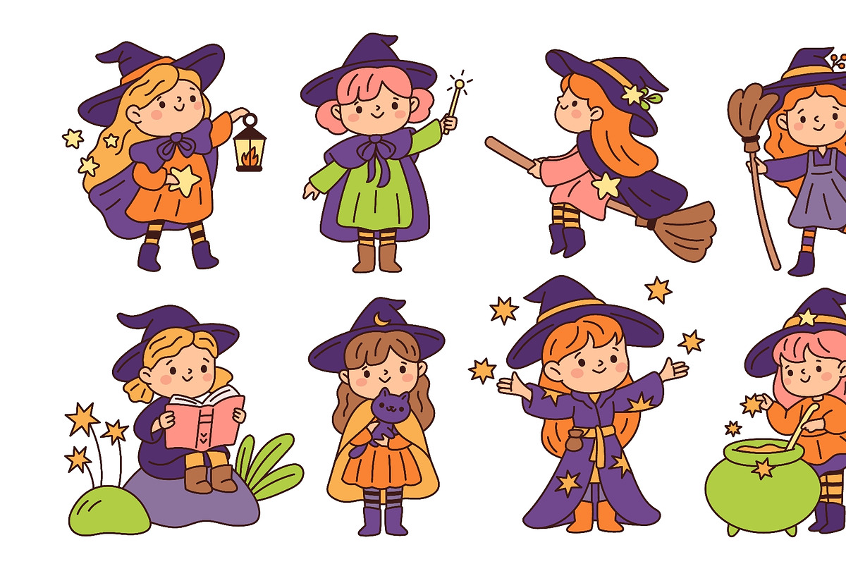 Kawaii little witches characters, an Object Illustration by YummyBuum (Photo 3 of 3)