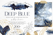 Deep blue watercolor backgrounds, a Texture Graphic by Yuliya Derbisheva (Thumbnail 1 of 14)