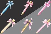 Pencil Bow Coquette Style Watercolor, an Illustration by Black Bird Studio (Thumbnail 2 of 6)