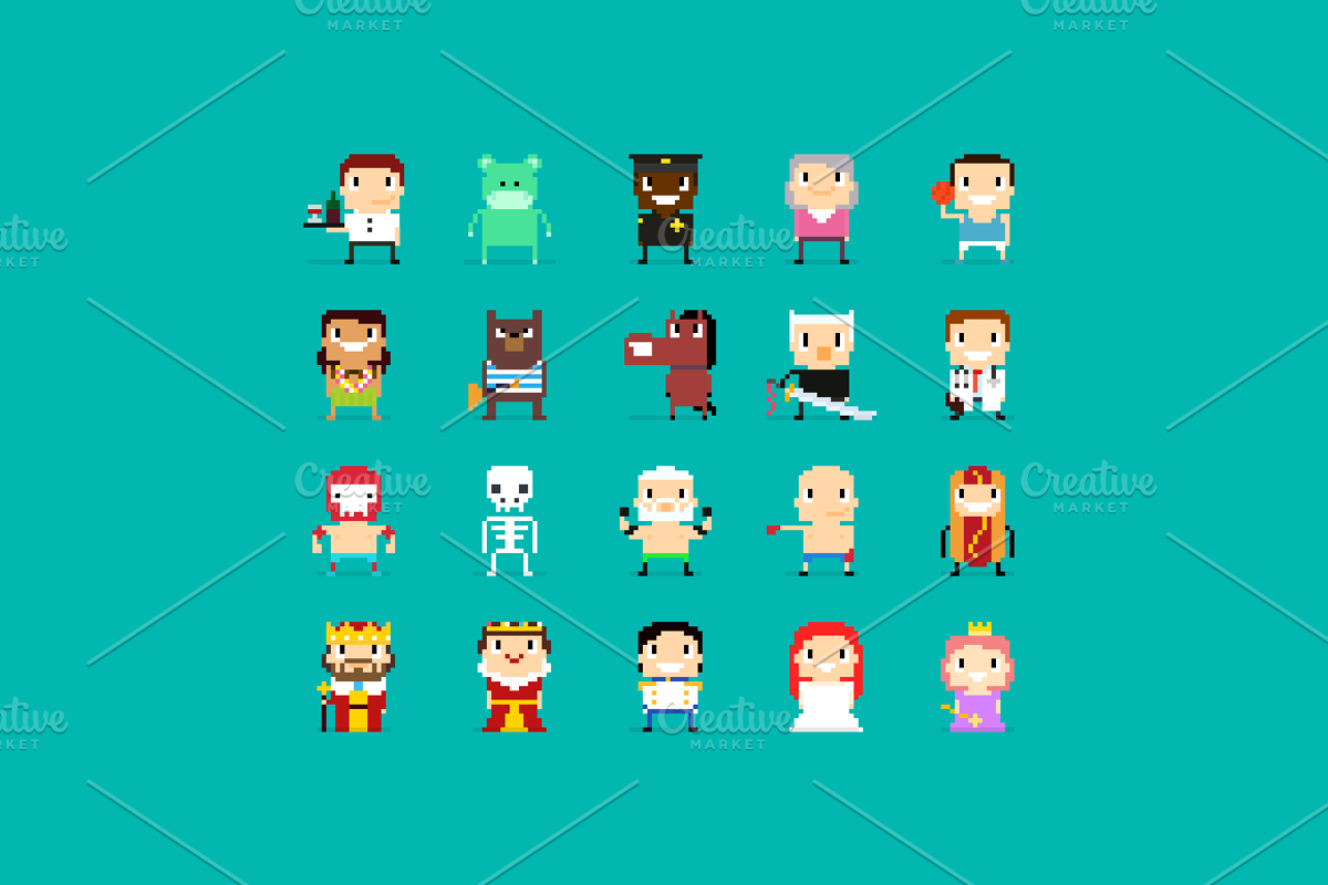100 Pixel Art Characters - 2 preview 4