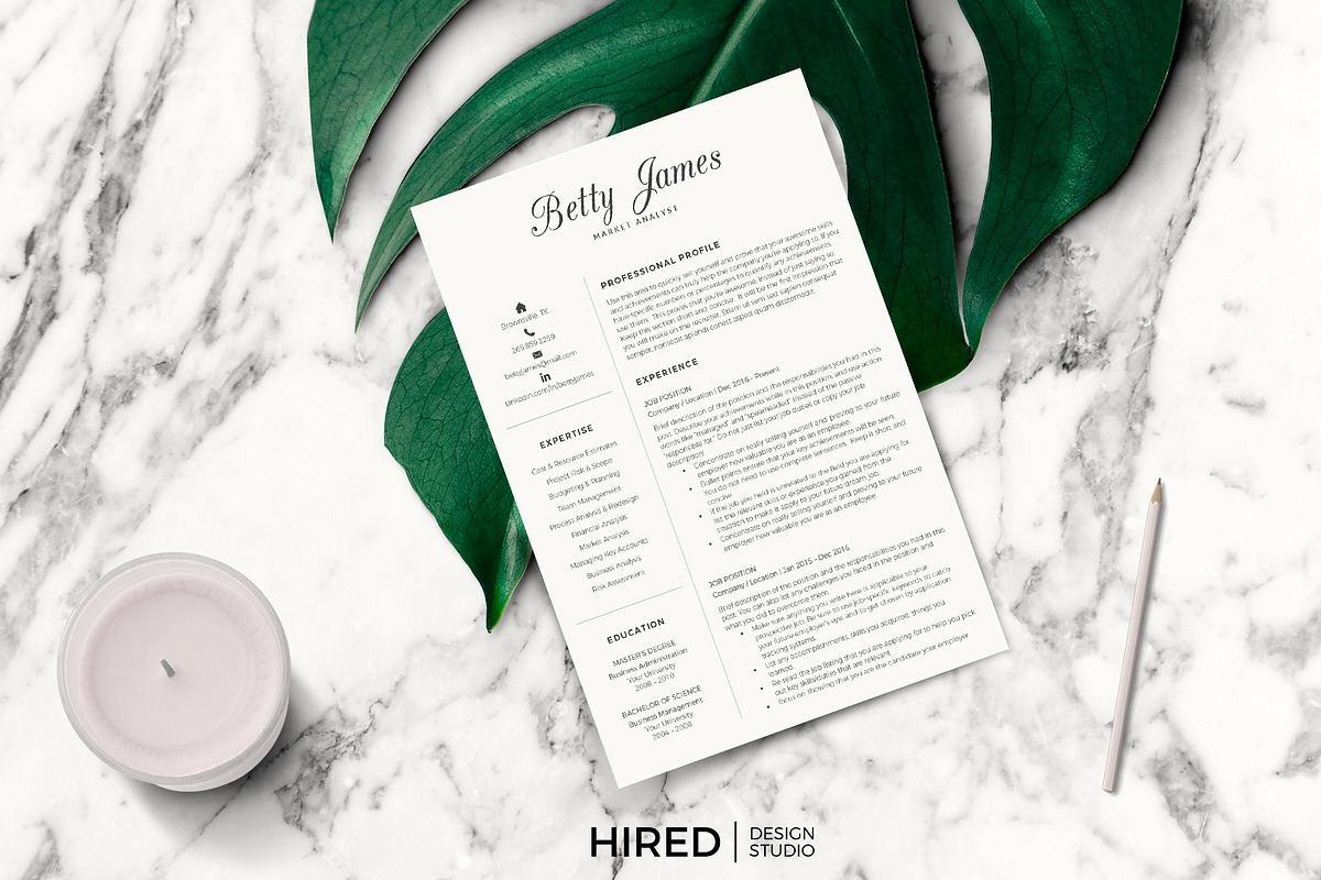 Cover Letter Template + Resume, CV, a Resume Template by HIRED Design Studio (Photo 11 of 11)