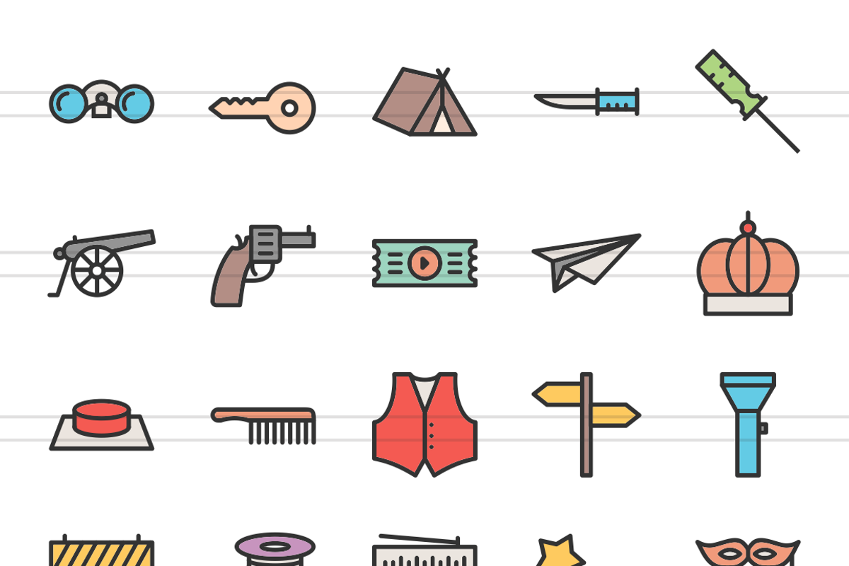50 Objects Line Filled Icons preview 2