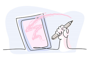 Hand with tablet and drawing pen, a Person Illustration by Valenty