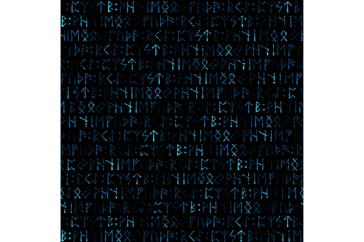 Runic viking blue grunge alphabet, a Texture Graphic by LongQuattroArt