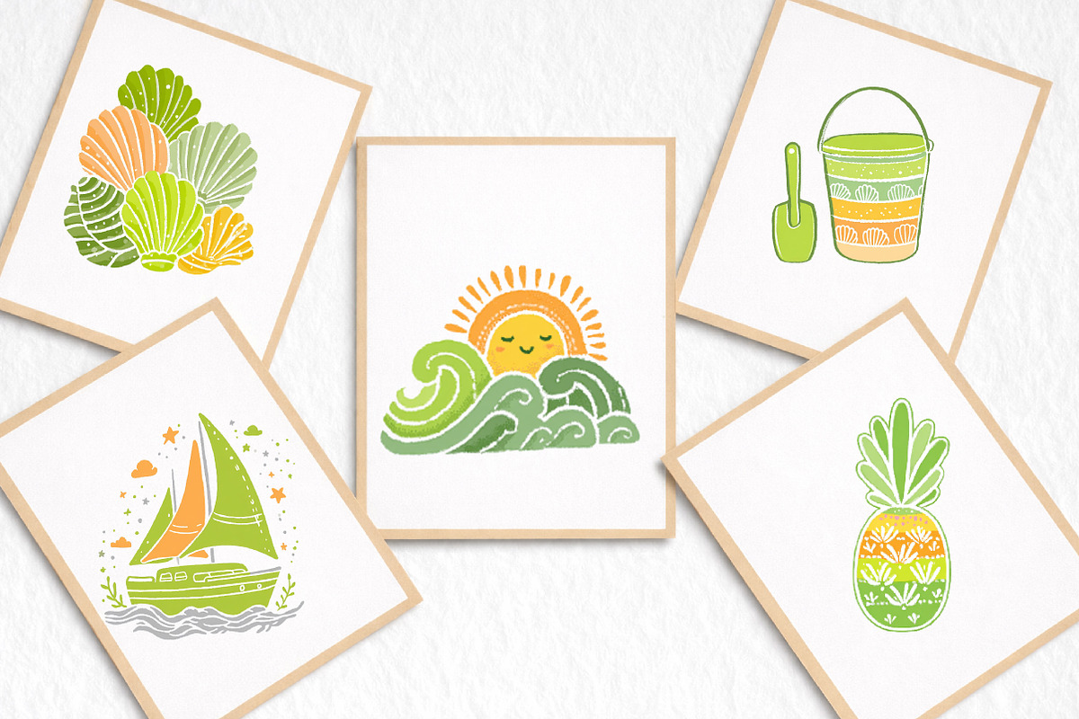Watercolor Summer Vibe Clipart, an Illustration by DreamArtGraphic (Photo 4 of 8)