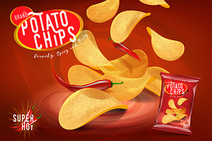 Potato chips advertisement template.