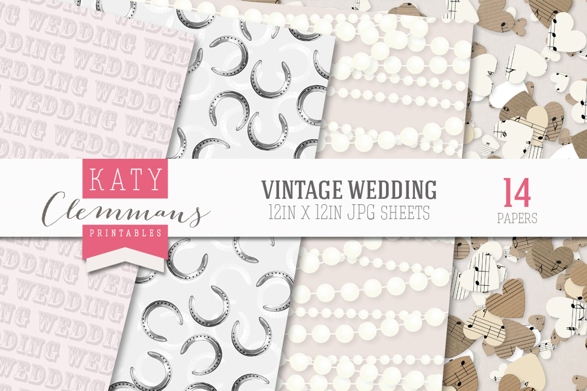 Vintage Wedding patterned paper pack preview 4