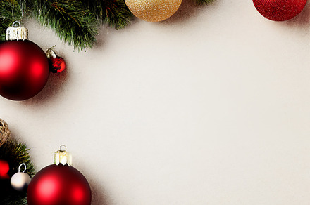 Christmas background, baubles and branch, a Background Photo by Grafvision photography