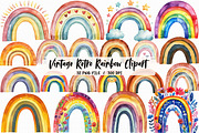 Vintage Retro Rainbow Clipart, an Illustration by Libby Wishes (Thumbnail 1 of 7)