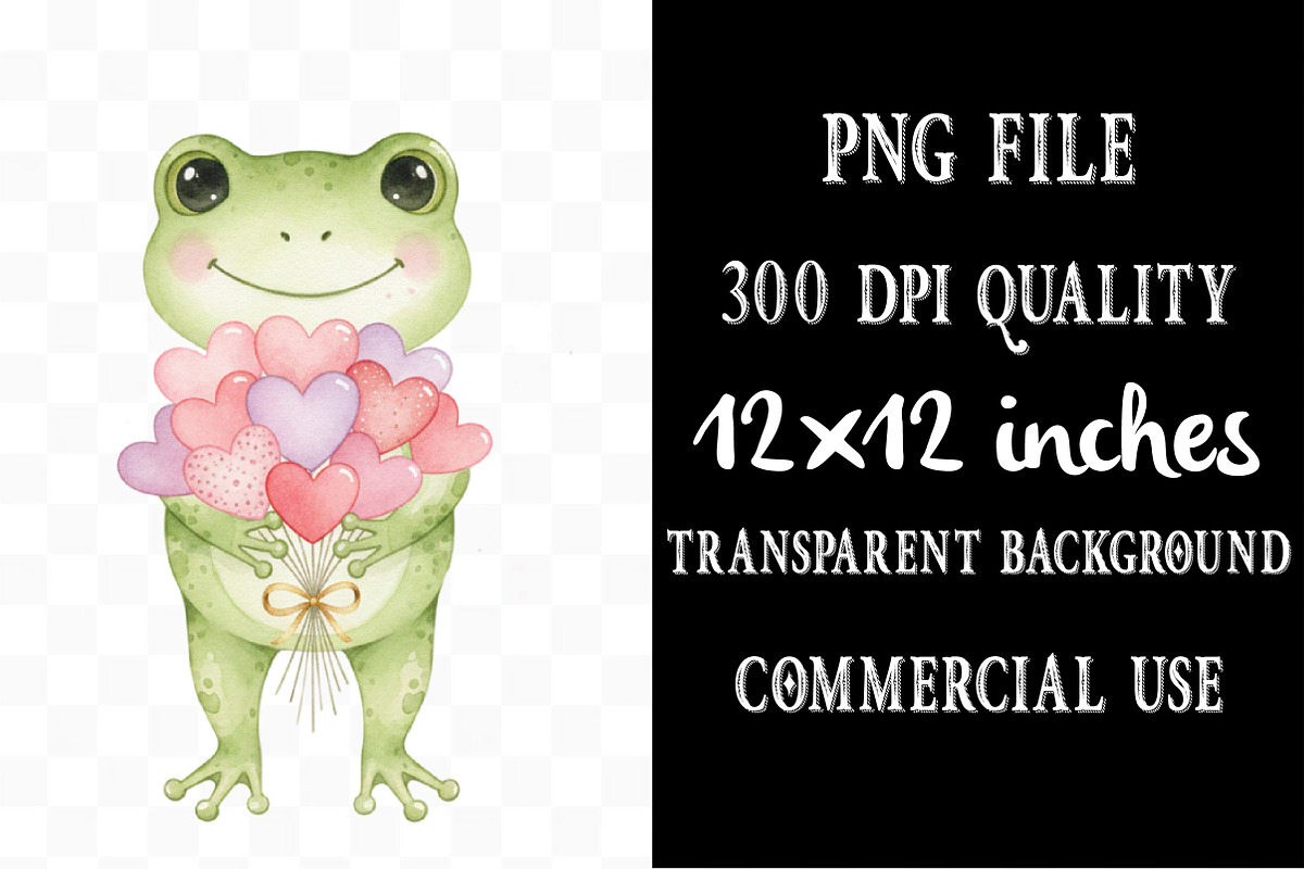 Watercolor Cute Frog Valentines Clip, an Illustration by Designking (Photo 4 of 5)