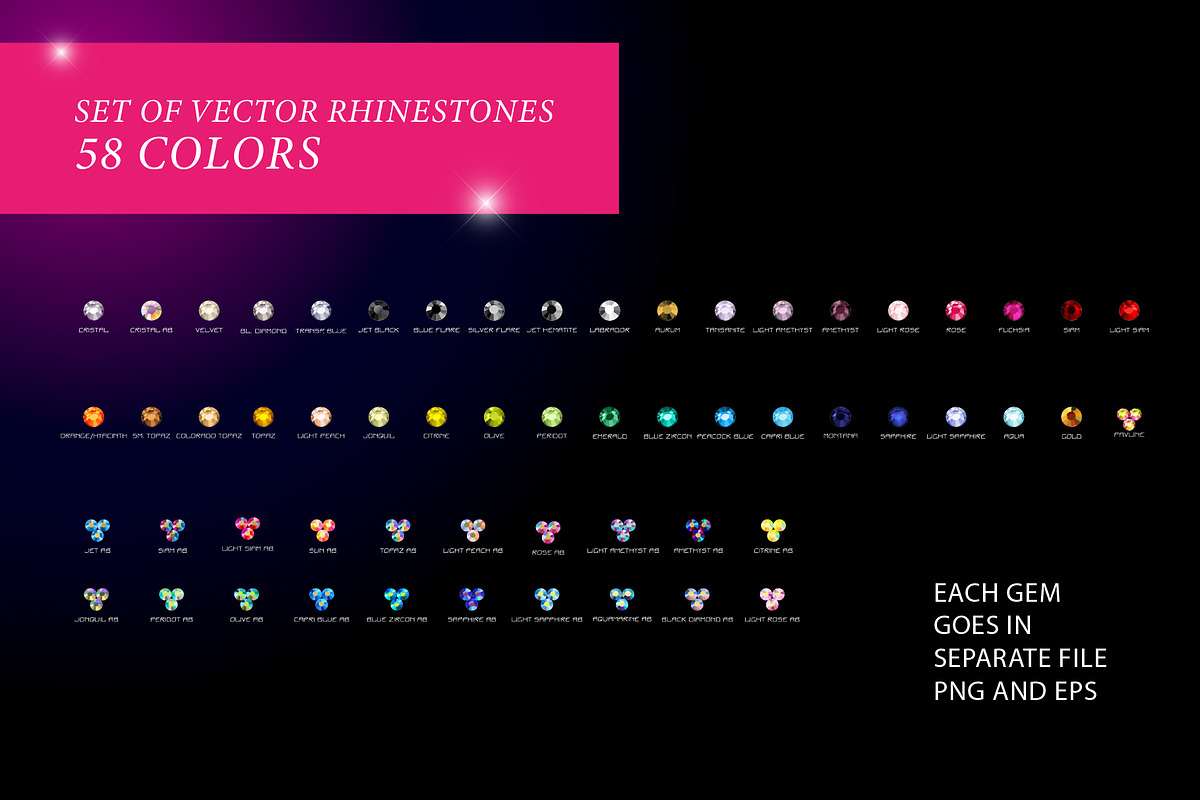 58 vector rhinestones & concepts, an Object Graphic by Funnystore (Photo 2 of 11)