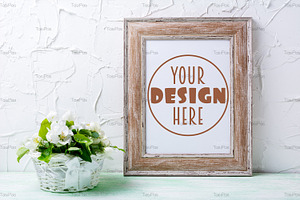 Frame mockup with apple tree flowers, a Print Template by TasiPas